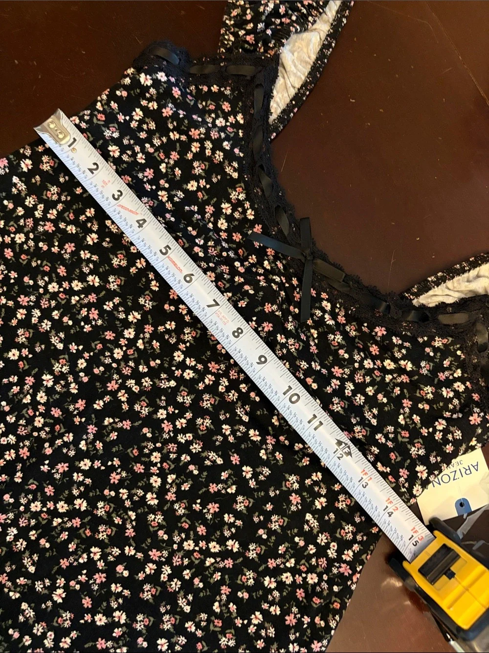 Arizona Jean Company Black Mini Dress with Pink Floral Print